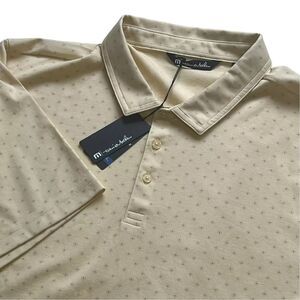 Travis Mathew Golf Polo Bamboo Calm Geo Print Yellow Men's Size 3XL NEW